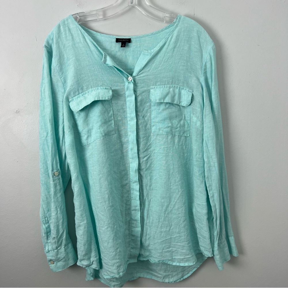 Talbots 100% Linen Button-Down Shirt
